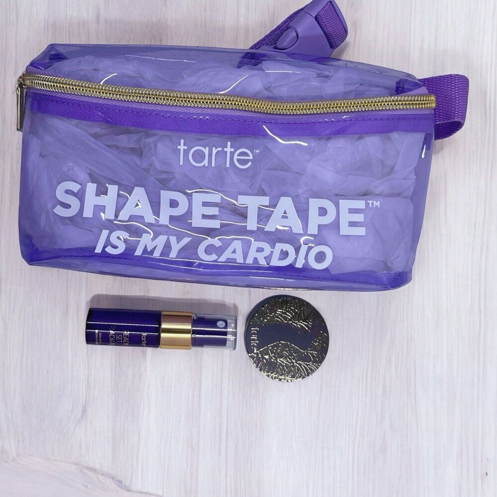 Tarte Clear Purple Cosmetic Makeup Fanny Pack W/2 Trial Size Products ALL New